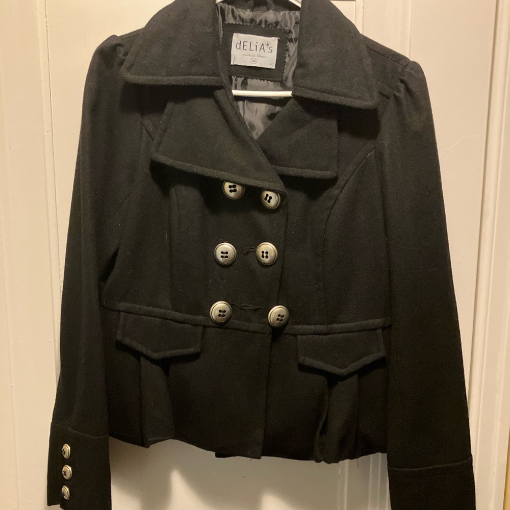 dELiA*s Double-Breasted Black Peacoat